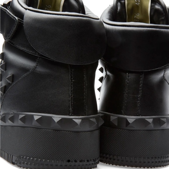 Valentino Rock Stud High Top Black Sneakers - Picture 4 of 9